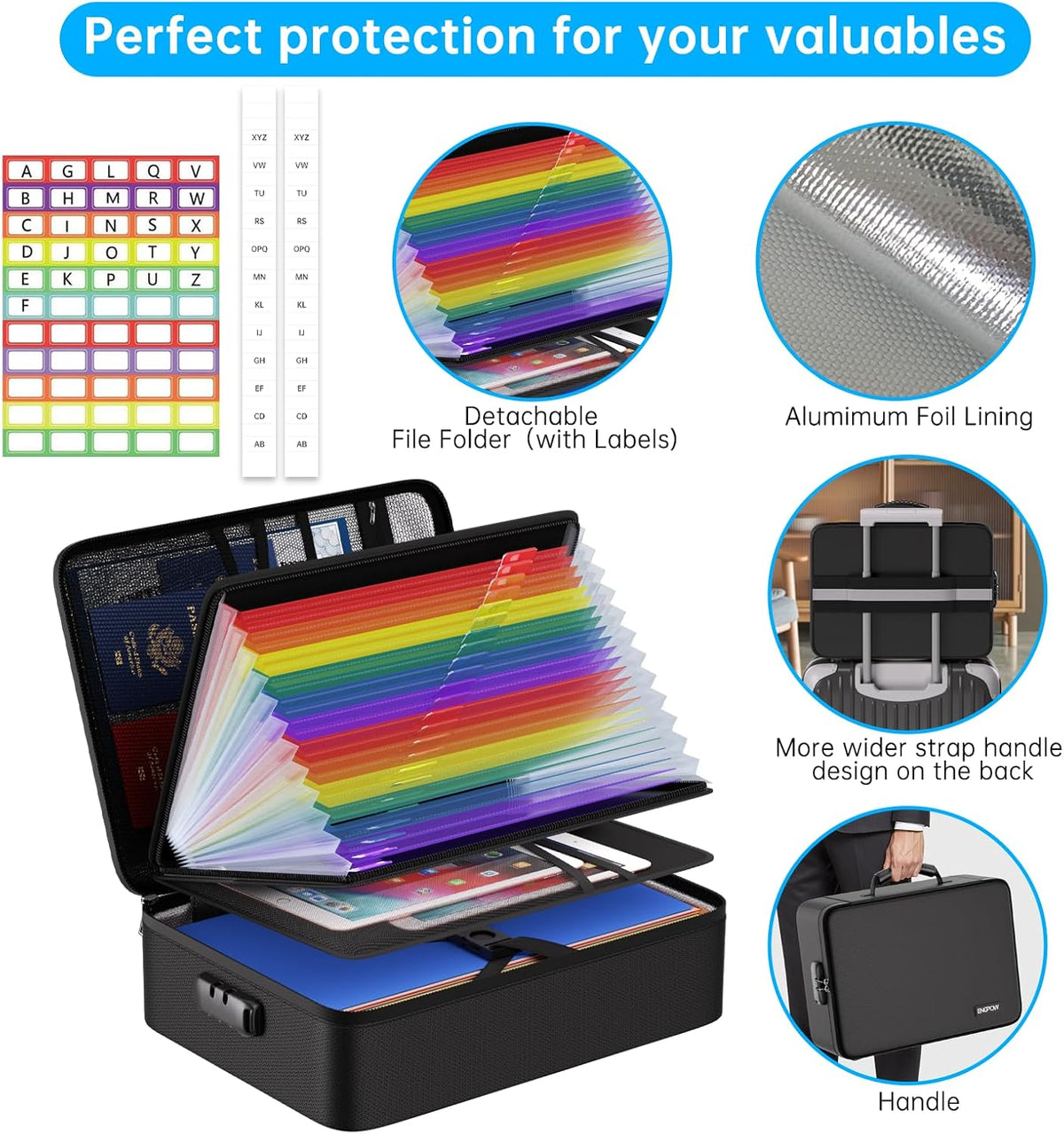 ENGPOW Fireproof File Organizer Bag with 13 Pockets Accordion File Folder
