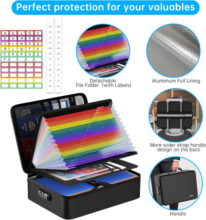 ENGPOW Fireproof File Organizer Bag with 13 Pockets Accordion File Folder