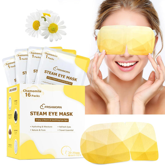 16Packs Steam Eye Mask, Heated Eye Mask for Sleeping, Warm Compress for Eyes, Self Heating Disposal Steam Mask for Home Sleep, Office, Spa, Travel Essentials Mothers Day Gifts (Unscented)