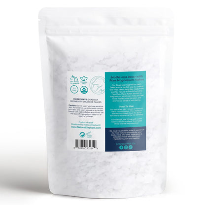 Natural Elephant Dead Sea Magnesium Bath Flakes | 10 lb (Pack of 2 5lb Bags) | Pure Magnesium Chloride Soak for Body and Foot | Ideal for a Soothing Bath Experience | Alternative to Epsom Salt