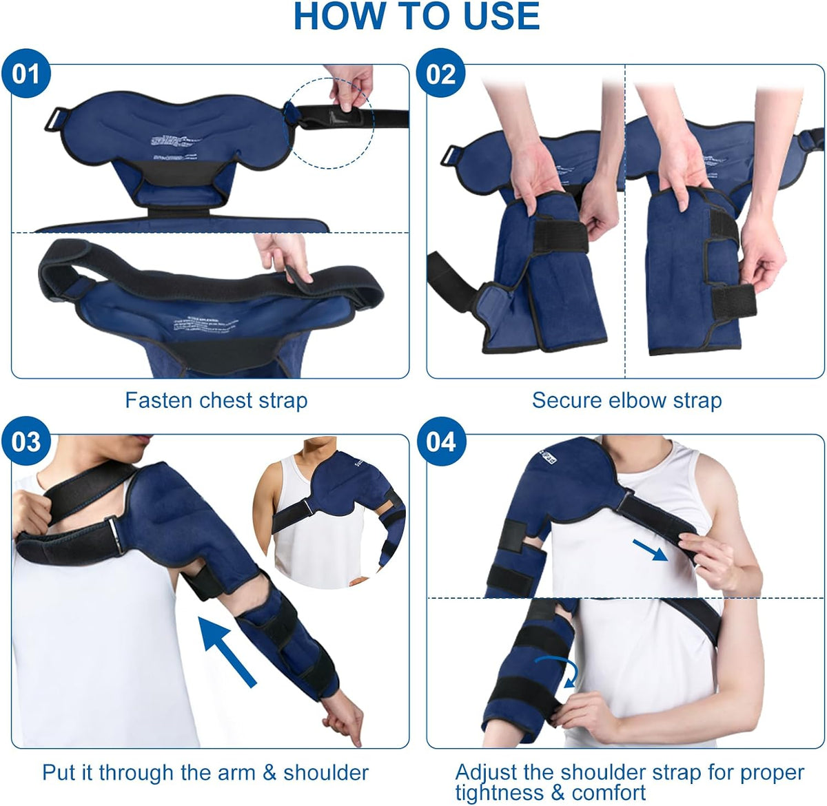 SuzziPad Shoulder Ice Pack Wrap for Rotator Cuff, Baseball Pitchers & Arm