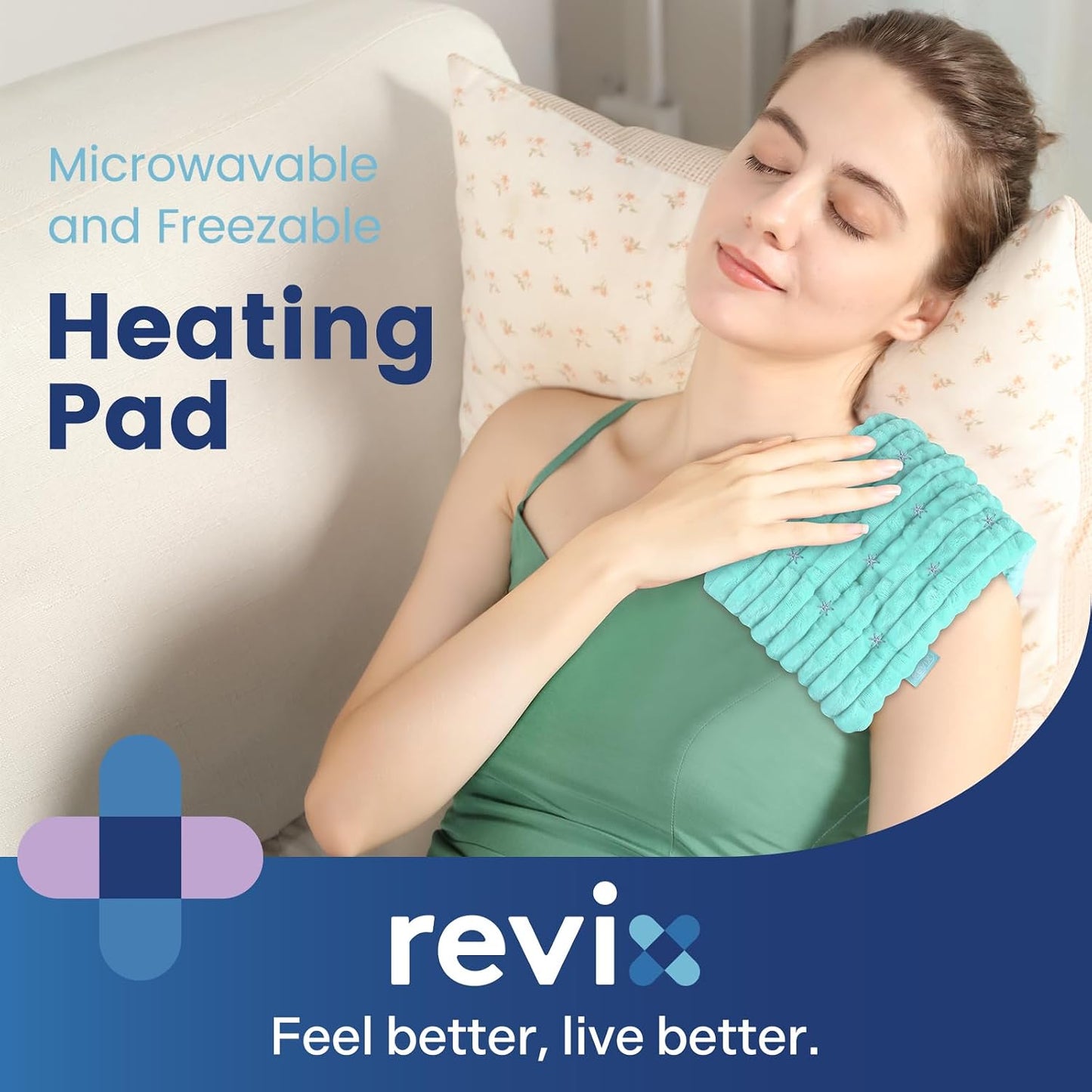 REVIX 6 * 12" Moist Heating Pad Microwavable, Reusable Microwave Heating Pads for Joints, Weighted Heat Packs with Flaxseeds for Shoulders, Neck, Back, Unscented