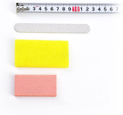 Maryton Disposable 3-Piece Pedicure Kit, Wood Nail File 100/180 Grit, Orange Buffer 80/100 Grit, Yellow Pumice Pad, 100-Count