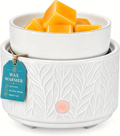 Ceramic Wax Melt Warmer, Fragrance Wax Warmer 4-in-1 Electric Candle Wax Melter and Wax Cubes for Home Office Bedroom Aromatherapy Essential Oil Burner is Birthday Gifts for Women Mom Girl(Dark Brown)