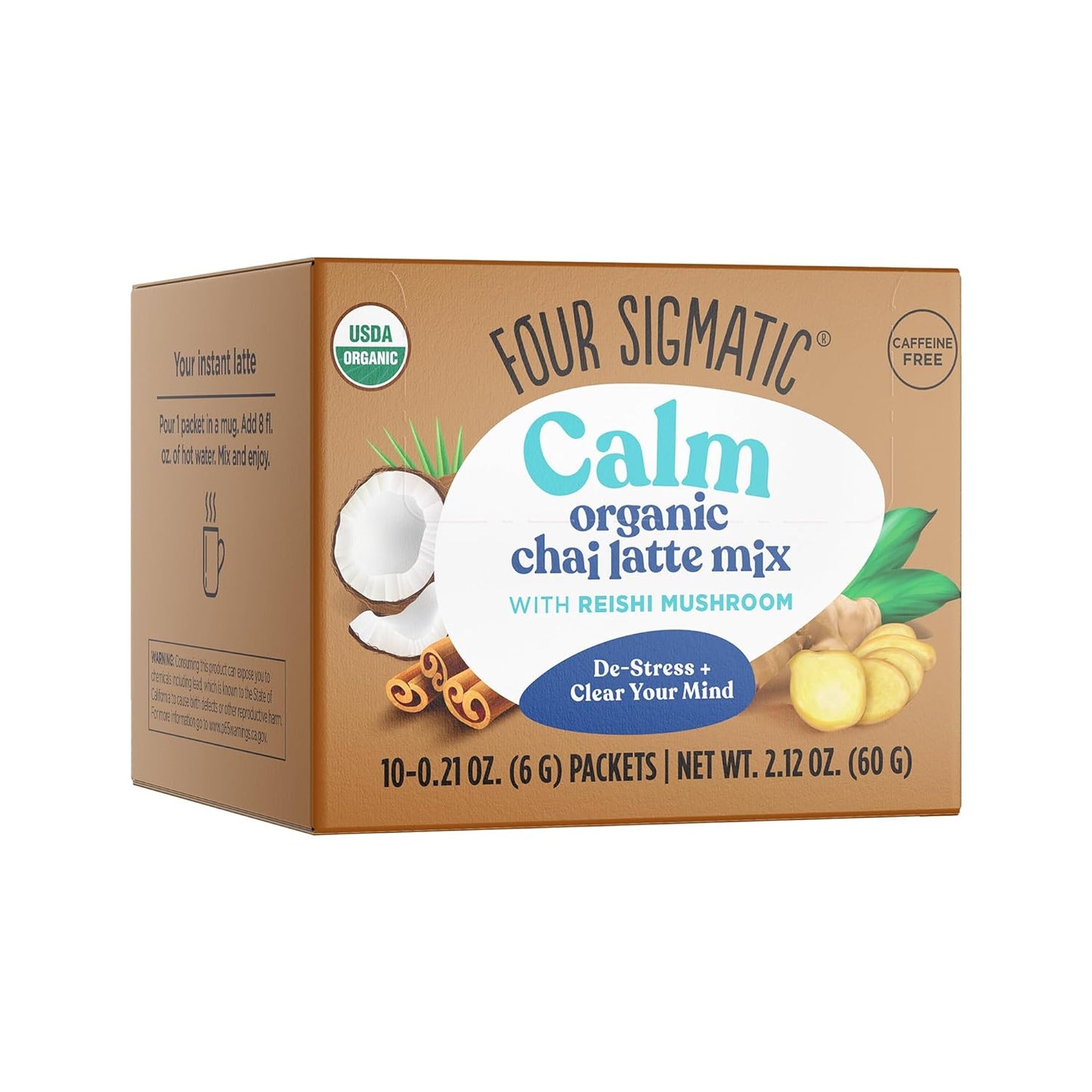 Four Sigmatic Mix Lions Mane Organic 10 Count , Matcha Latte, 2.12 Ounce