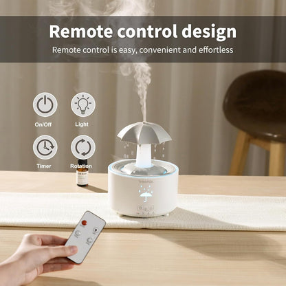 Humidifiers for Bedroom,Aromatherapy Essential Oils Diffuser | 7 Colors Breathing LED Light,Rotating Umbrella Rain Drops,12 hours of Continuous Mist, Ideal Holiday Gifts for Home Office