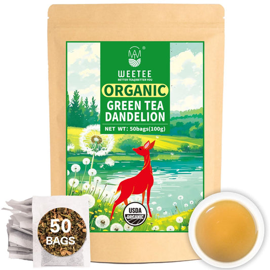 WT WEETEE Organic Dandelion Root Tea Bags, Pure Raw Dandelion Root 100 Count, Earthy & Refreshing Herbal Tea