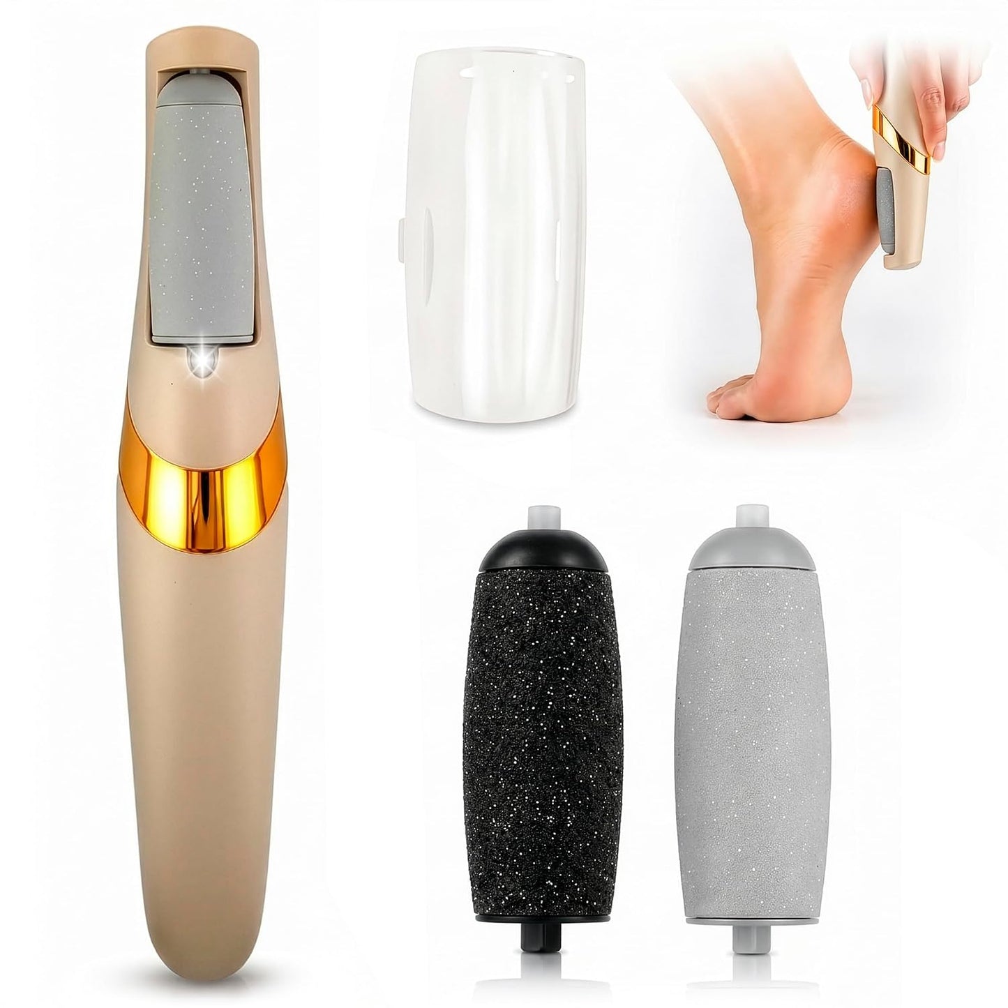 Electric Foot Callus Remover Tool for Dead Skin & Cracked Heels – Battery-Operated Foot Grinder with Replaceable Roller – Pedicure Tools for Feet & Toes – Smooth Feet at Home (Batteries Not Included)