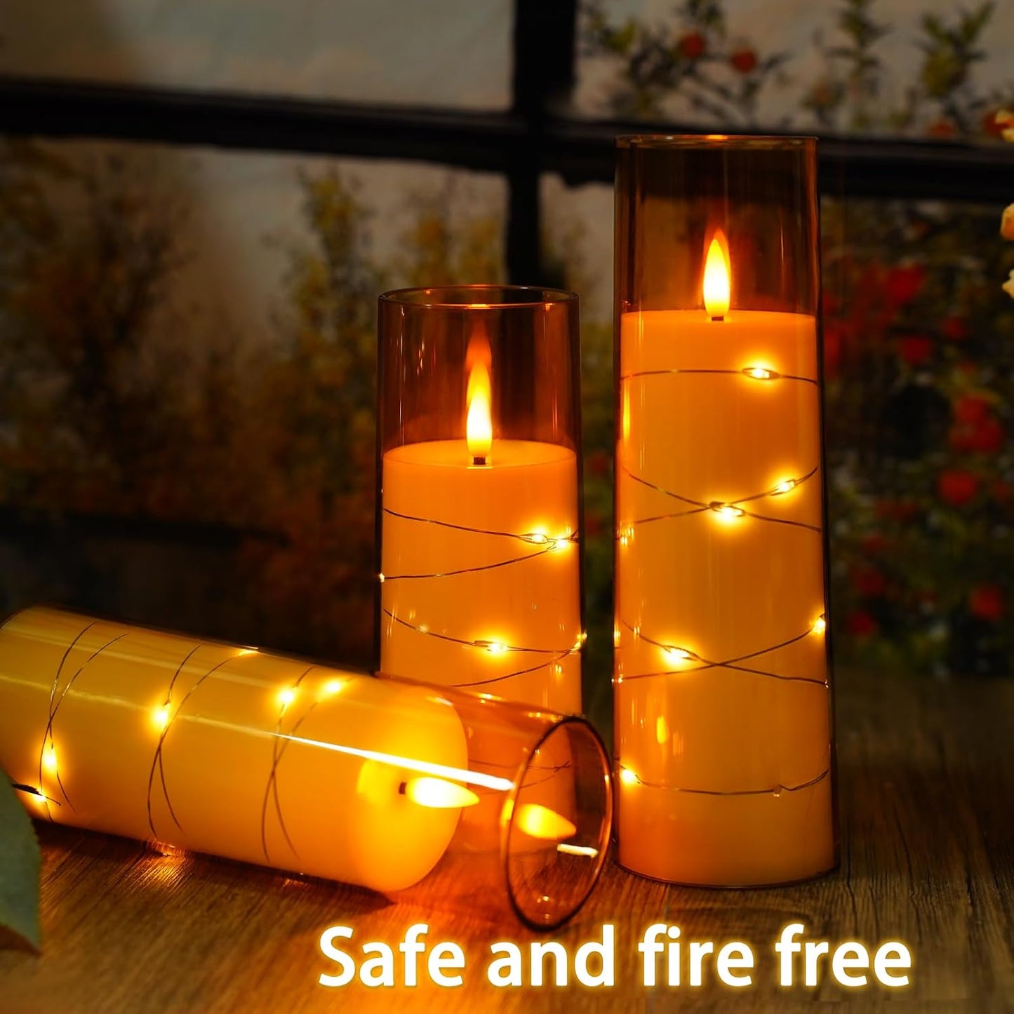 Nimiko Flickering Flameless LED Candles,Battery Operated Candles 24 Pcs with Embedded Star String,Acrylic LED Pillar Candles with Remote,Suitable for Home Decoration to Create an Atmosphere (White)