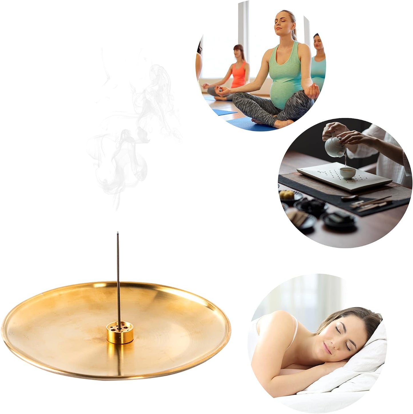 3 in 1 Brass Gourd Incense Burner Sticks Cones Coils Ash Catcher Home Decor