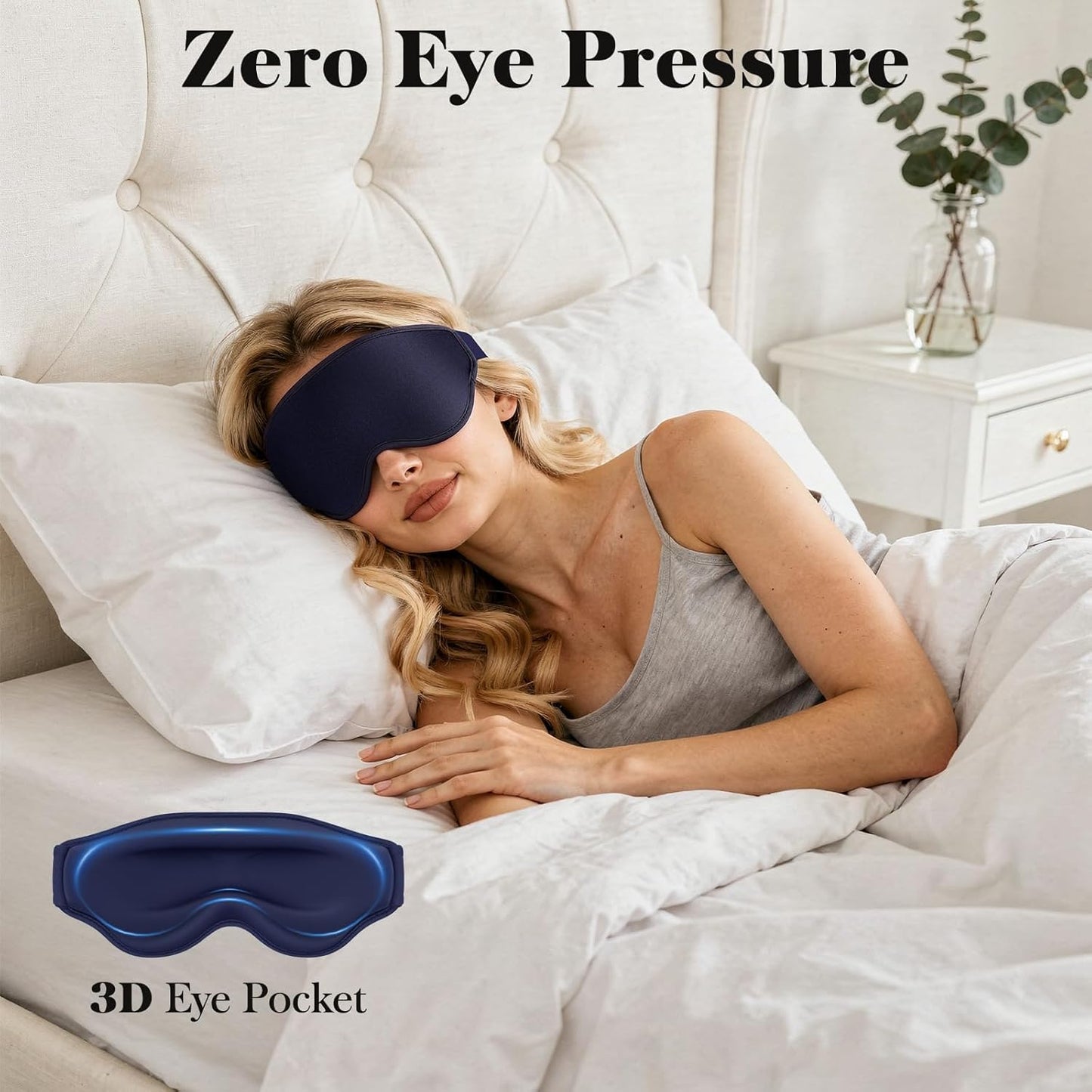 Fygrip 3D Eye Mask Sleep Mask for Men & Women, 100% Pressure-Free & Light Block-Out Eye Mask for Sleep with Easy Adjustable Strap, Night Eye Cover for Travel, Black
