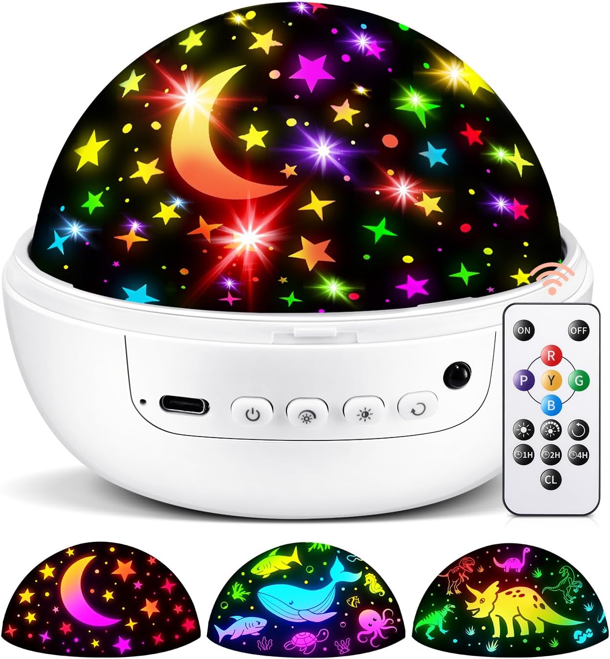COOLNIGHT Night Light for Kids,93 Lighting+3 Films Kids Night Light Projector,Remote+Dimmable Star Projector,360° Ceiling Stars Glow in The Dark Stars,Christmas Gifts for 4 Year Old Boy Birthday Gift
