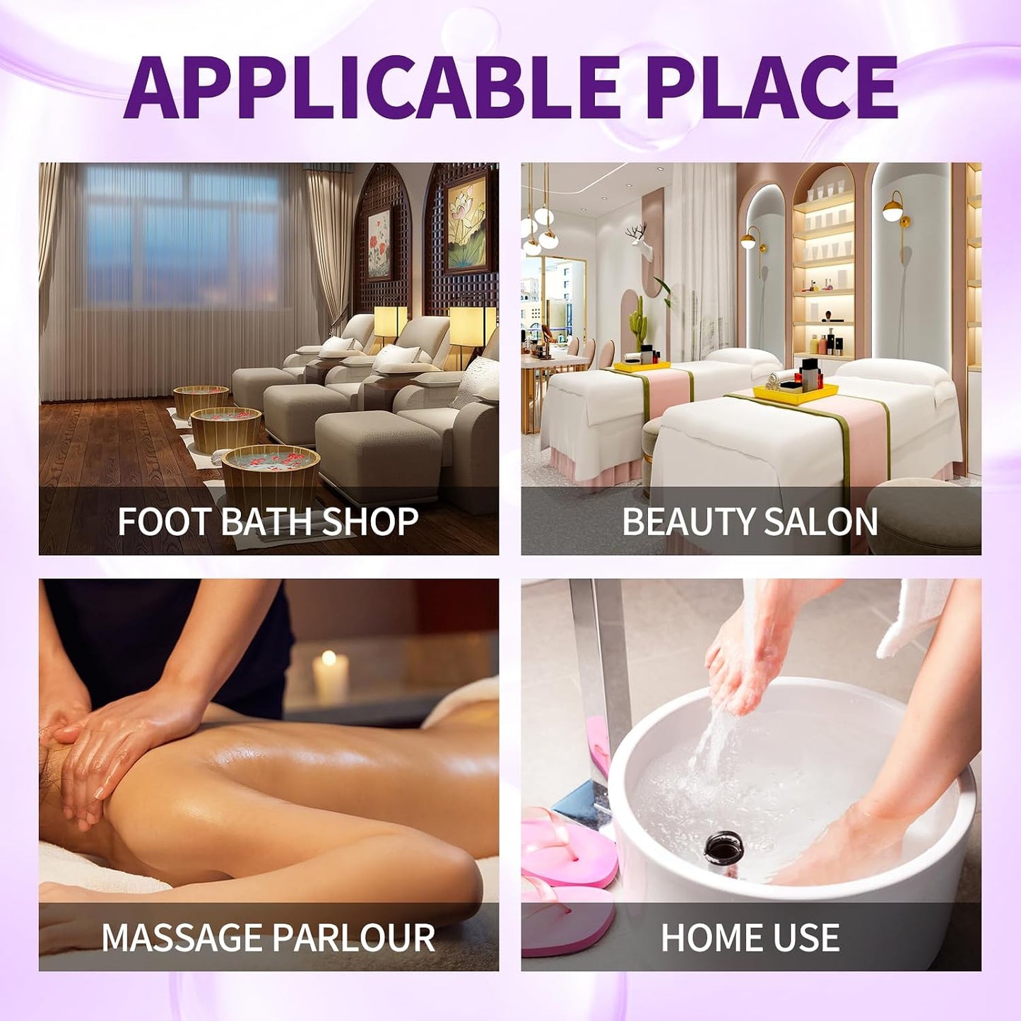 Pedicure Kit Foot Soak Set: Bubble Salt, Sugar Scrub, Massage Mask, Massage Lotion in a Box, 4 Step Foot Spa Kit for Dry Feet, Softens Calluses, Tired Feet（3 Set Lavender) - Colors B