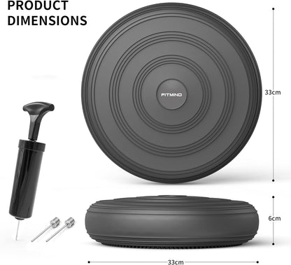 Inflated Wobble Cushion,Dyna Disc,Circular Non-slip Texture for Comfortable Sitting,Wiggle Seat to Improve Posture, Fitness, Stability for Sensory Kids Adults,Balance Seat with Pump for Core Strength