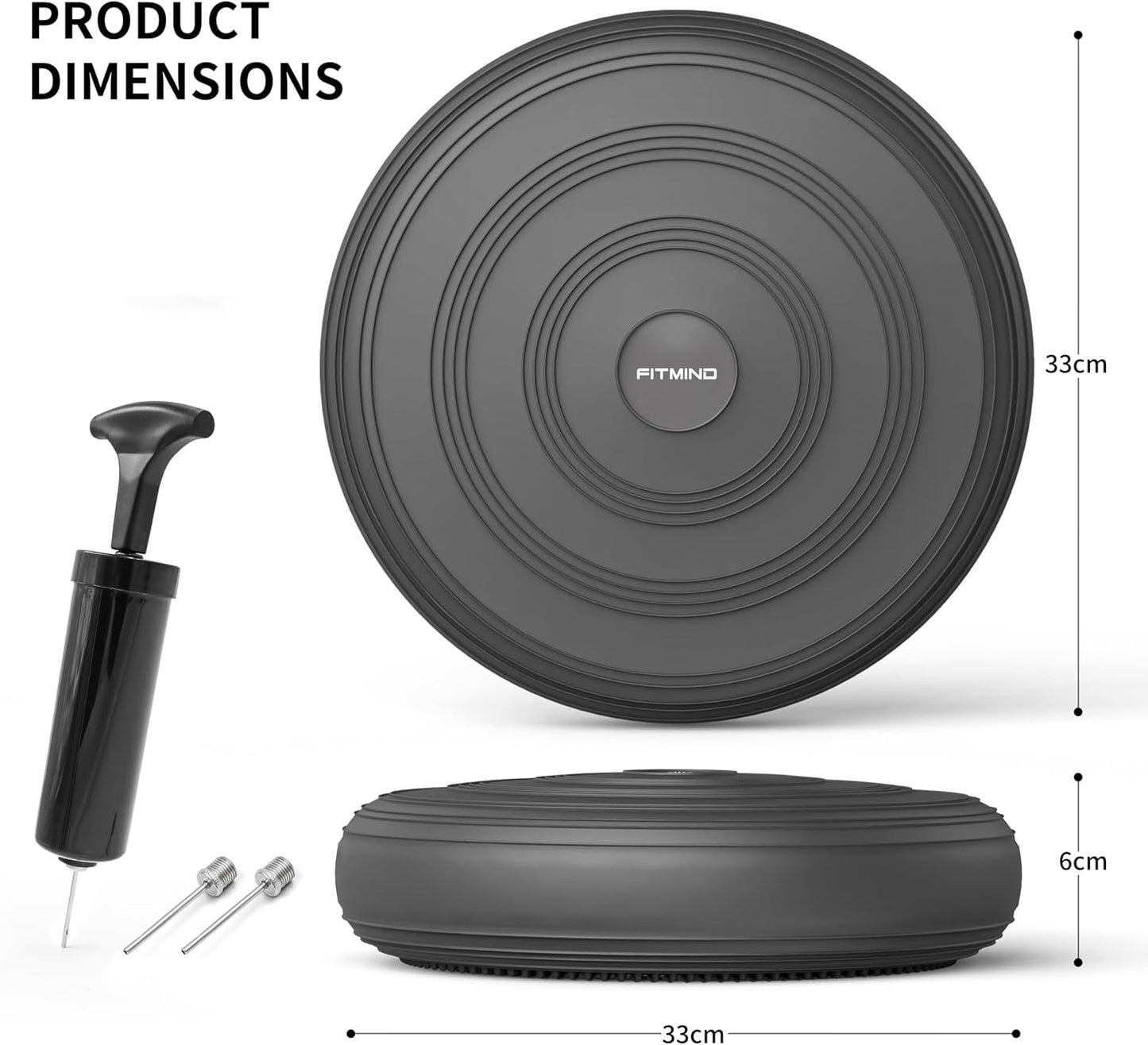 Inflated Wobble Cushion,Circular Non-slip Texture for Comfortable Sitting,Extra Thick Dyna Disc with Pump for Core Strength,Wiggle Seat to Improve Posture,Fitness,660lb Load Capacity