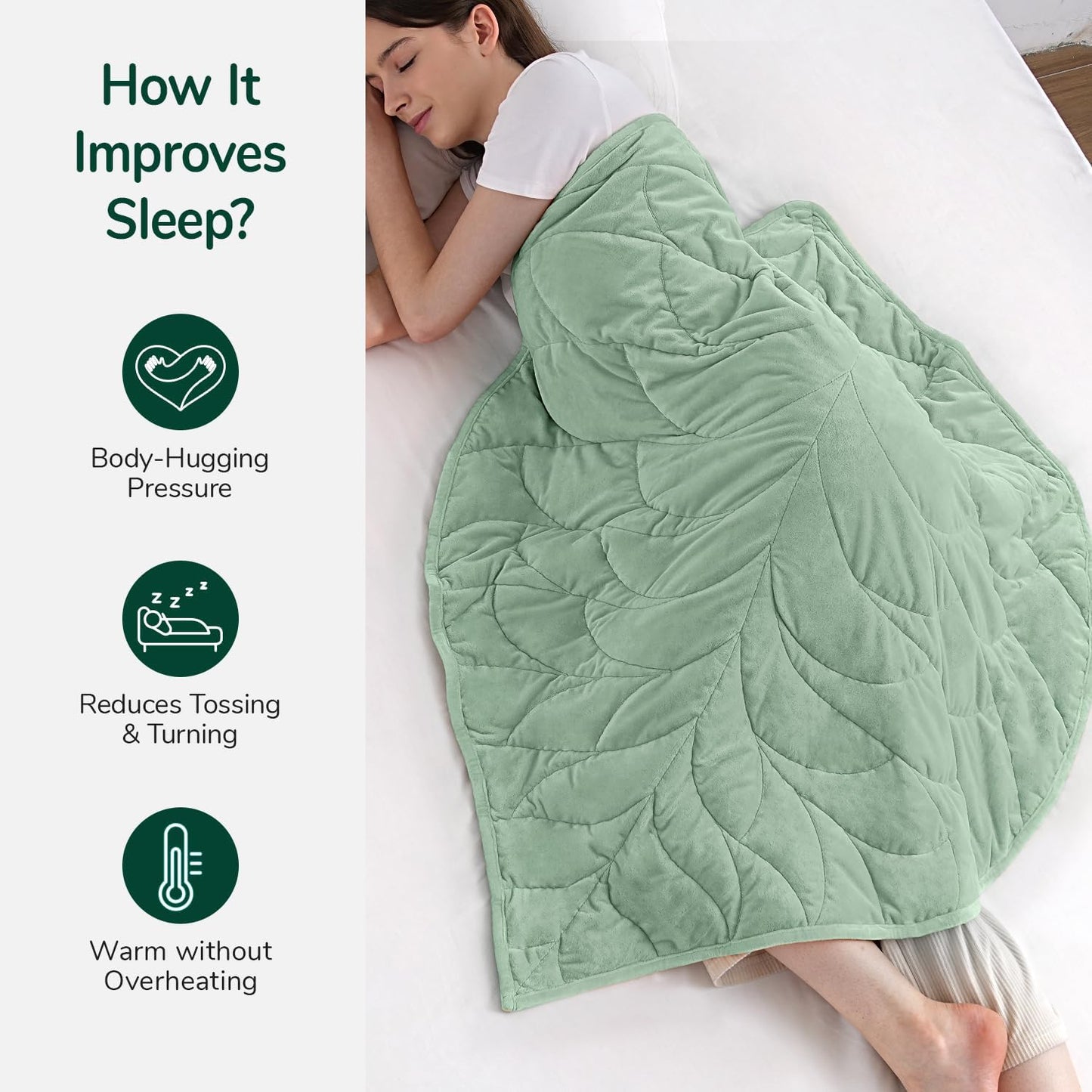 Kaisa Weighted Lap Blanket 7 lbs 41" x 53", Cozy Luxury Crystal Velvet Small Weighted Blanket for Adults, Portable Travel Weighted Blanket for Relaxation, All-Season Blanket, Machine Washable, Green