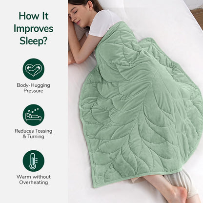 Kaisa Weighted Lap Blanket 7 lbs 41" x 53", Cozy Luxury Crystal Velvet Small Weighted Blanket for Adults, Portable Travel Weighted Blanket for Relaxation, All-Season Blanket, Machine Washable, Green