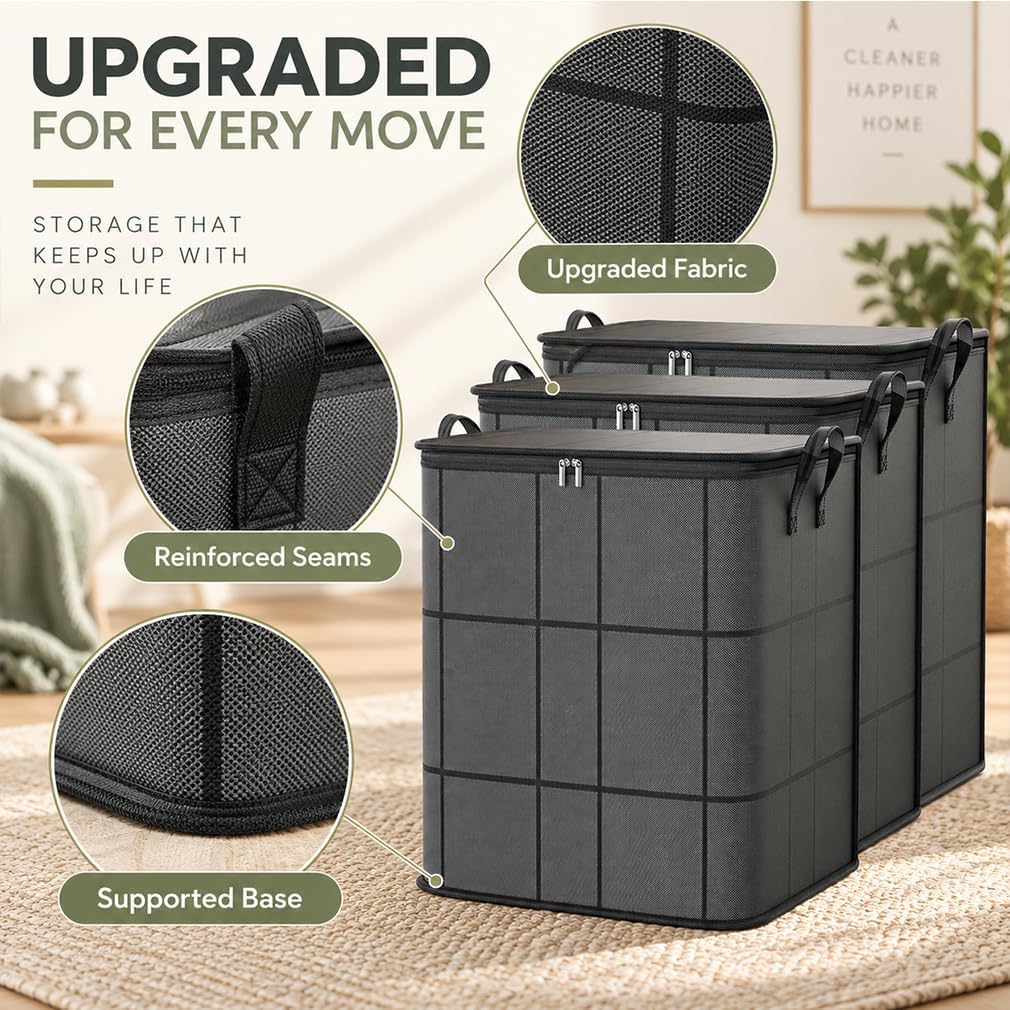 220L XXL Foldable Storage Bag with Reinforced Handles, Upgraded Heavy-Duty Design with Reinforced Seams & Zipper, Portable Moving Storage Bags for Bedding, Clothes & Quilts，XXL: 23.6x19.7x27.6 in：3