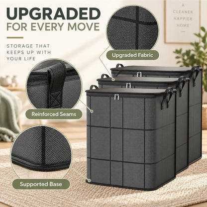 220L XXL Foldable Storage Bag with Reinforced Handles, Upgraded Heavy-Duty Design with Reinforced Seams & Zipper, Portable Moving Storage Bags for Bedding, Clothes & Quilts，XXL: 23.6x19.7x27.6 in：3
