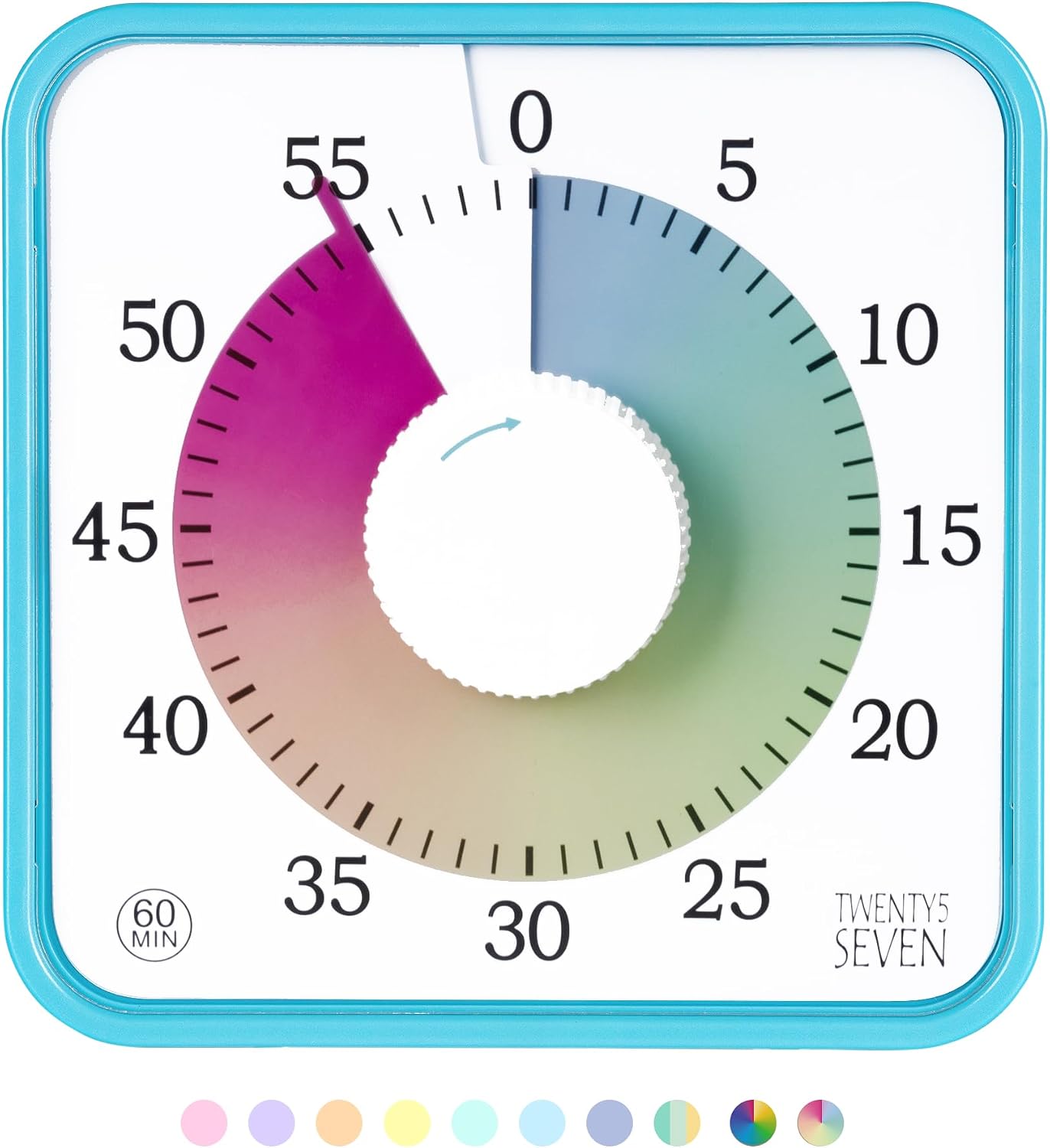 Visual Timer 7.5 inch; 60 Minute 1 Hour Countdown Timer for Kids Classroom Teaching Tool Home Office Meeting, Mechanical Countdown Clock for Exam Time Management Magnetic, Navy Blue with Colorful Disc