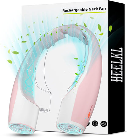 Heelkl AI Neck Fan, 4 Speeds Adjustable Portable Personal Fan Rechargeable, 4000 mAh Battery Faster Cooling Wearable Fan, Ultra Quiet for Home, Office, Travel, Outdoor