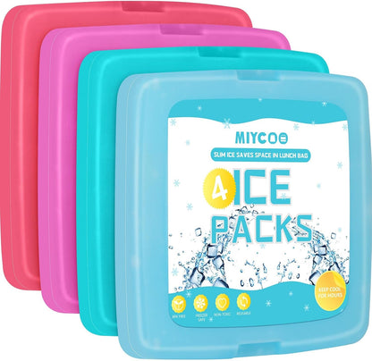 MIYCOO Ice Packs for Lunch Boxes & Coolers - Quick Freeze Ice Pack Space Saving Freezer Packs - Reusable Slim Original Cool Pack - Cooler Accessories for Beach, Camping and Fishing