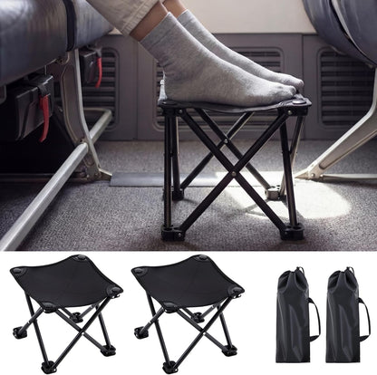 Ripeng 4 Pcs Portable Airplane Travel Foot Rest, Folding Camping Stool, Under Desk Foot Rest at Work for Long Flight, Home and Office Outdoor Hiking Fishing with Carry Bag (Black)