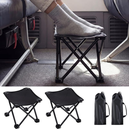 Ripeng 4 Pcs Portable Airplane Travel Foot Rest, Folding Camping Stool, Under Desk Foot Rest at Work for Long Flight, Home and Office Outdoor Hiking Fishing with Carry Bag (Black)