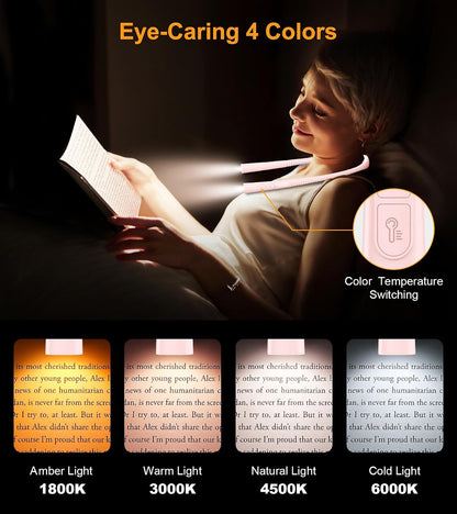 Gritin Book Light,Eye Caring 3 Colors & Stepless Dimming Neck Reading Light