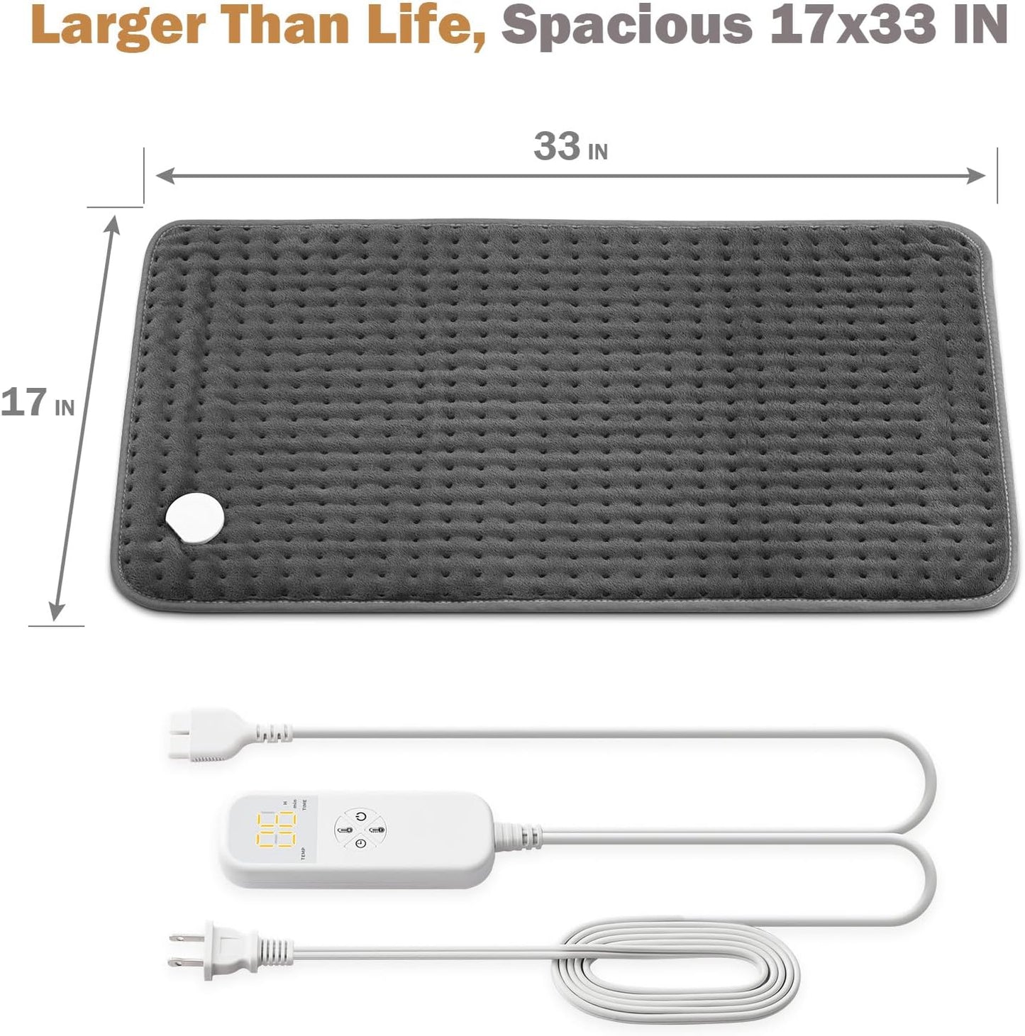 20"x24" XL Heating Pad for Back, Neck & Shoulders, Soft Electric Heating Pad with Moist & Dry Heat, Auto-Off, Machine Washable, Birthday Gifts for Women Wife Mom Her