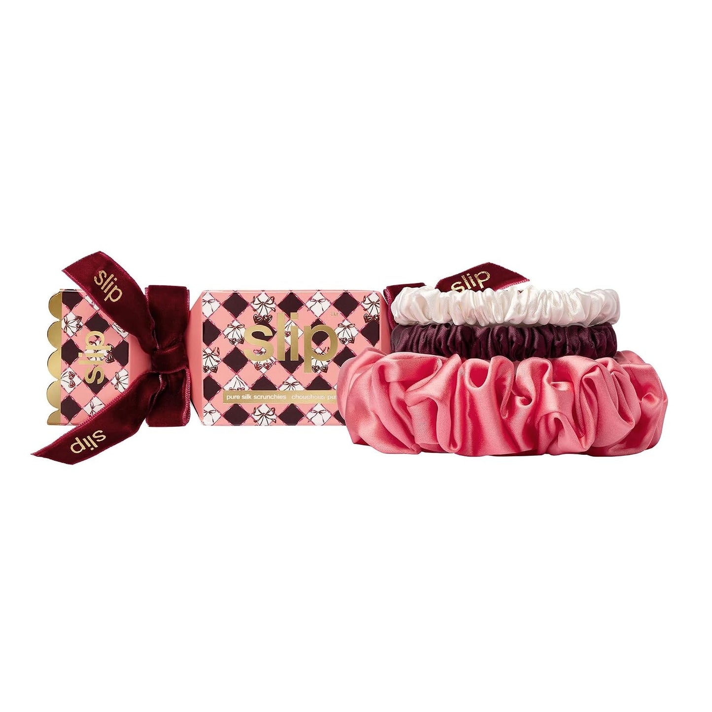 slip Back to Basics Black Midi & Large Scrunchie Set | Includes 2 Midi & 1 Large Pure Silk Scrunchies | 100% Mulberry Silk, Anti-Crease, Gentle on Hair, Prevents Breakage | Stylish & Durable