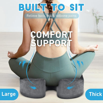 BlissTrends Seat Cushion with Velvet Cover, Thick Memory Foam Cushions for Office Chair, Car Seat, Airplane, Relieving Pressure Tailbone Sciatica Back Pain for Long Sitting, Car Drivers 4.7in Black