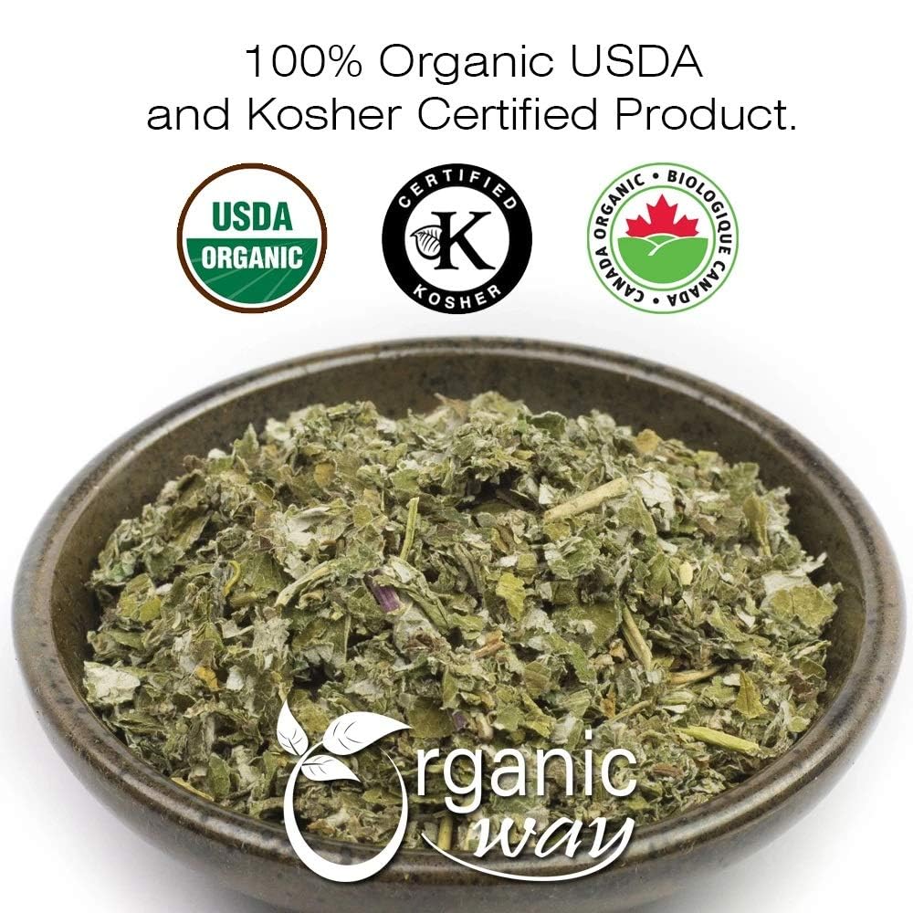 Organic Way Dried Raspberry Leaf Whole - Herbal Tea Origin Albania (4 Oz)