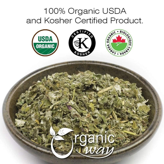 Organic Way Dried Raspberry Leaf Whole - Herbal Tea Origin Albania (4 Oz)