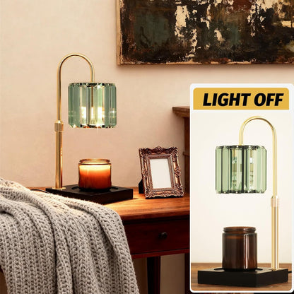 Yuichoy Candle Warmer Lamp with Timer, Dimmable Electric Candle Wamer Adjustable Height, Gifts for Women Mom, Glass Modern Candles Melter Lamp, Black