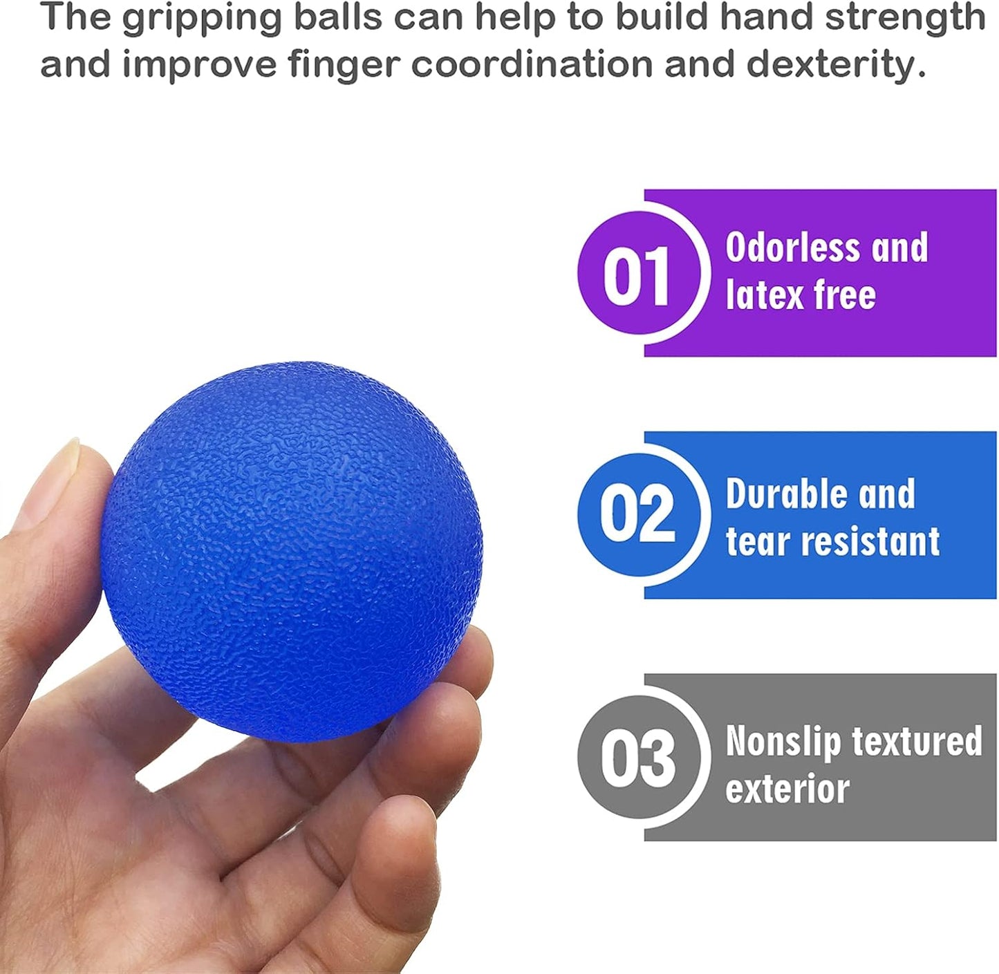 3 Multiple Resistance Stress Relief Gel Balls for Hand Finger Wrist Exercise Muscles Arthritis Training Grip Exerciser Strengthening, Hand Grip Strength Train Ball for Adults