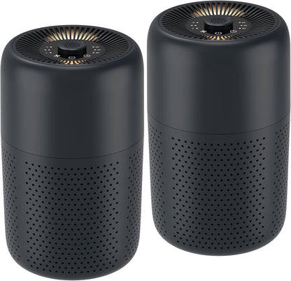 2 Pack YARIKI Air Purifiers for Bedroom with H13 True HEPA Filter,360° Air Intake,Essential Oil Diffuser,Night Light, 24dB Quiet Compact Air Purifier,P60