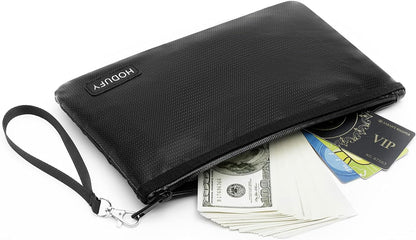 Hodufy Fireproof Money Bag (2000), Fireproof Document Bags, Gray, A5 Size, Zipper Closure