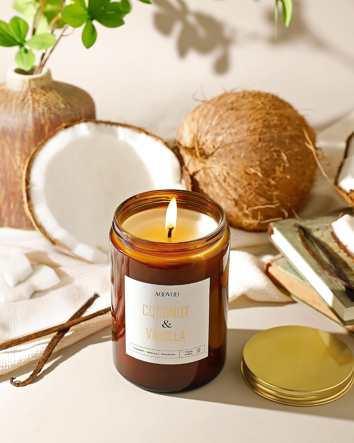 AOOVOO Coconut Vanilla Candles - 9 oz Scented Candles, Aromatherapy Candle, Soy Candle for Home Scented