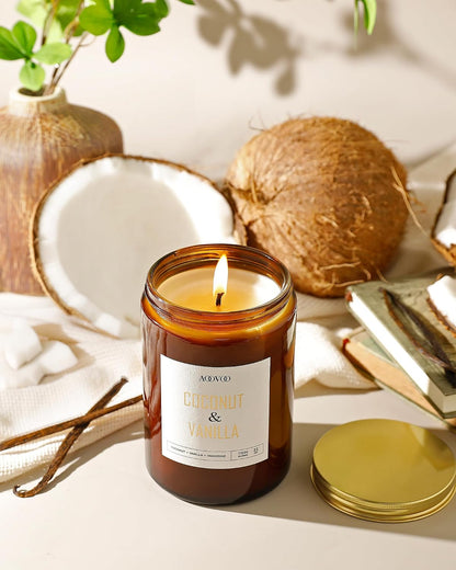 AOOVOO Coconut Vanilla Candles - 9 oz Scented Candles, Aromatherapy Candle, Soy Candle for Home Scented