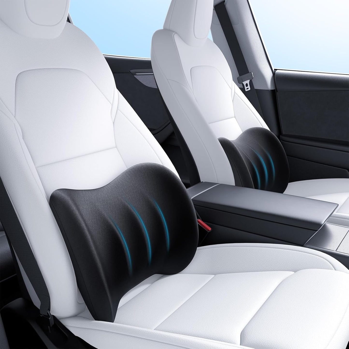 Wigoo 2026 Lumbar Support Pillow for Car [Ergonomic Design, Pressure Relief] Back Cushion for Driving Seat, Back Support Pillow for Car-Office Chair, Fits All Vehicles (Black 1-Pack)