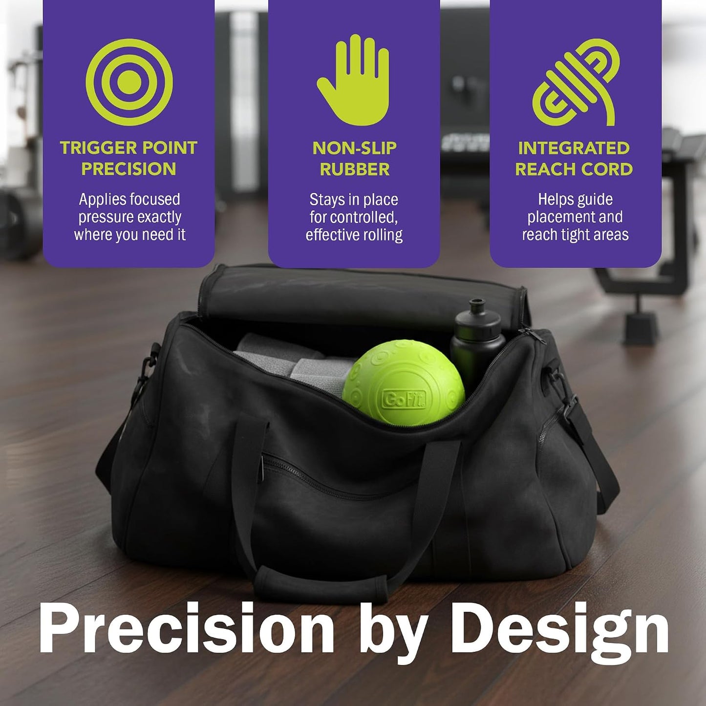 GoFit GoBall Trigger Point Massage Ball for Back, Shoulders, Legs and Glutes, 2.7 Inch Handheld Muscle Massage Tool for Targeted Pressure and Self-Massage