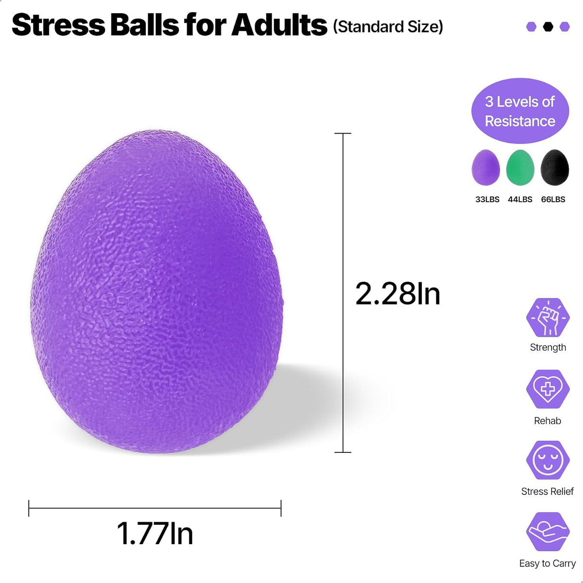 Stress Balls for Adults, Hand Exersicers for Strength, Squeeze Balls for Hand Therapy, Hand Exersice Balls for Hand, Finger and Wrist Training with Carrying Bag