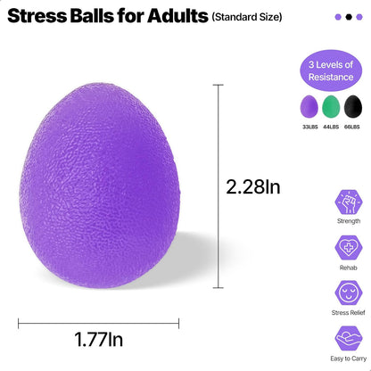Stress Balls for Adults, Hand Exersicers for Strength, Squeeze Balls for Hand Therapy, Hand Exersice Balls for Hand, Finger and Wrist Training with Carrying Bag