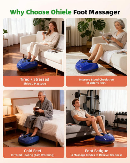 Shiatsu Foot Massager with Heat and Remote Control for Plantar Fasciitis,Purple Black