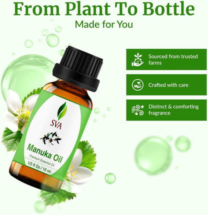 SVA Lavender Essential Oil 4 Fl Oz – for Diffuser, Skin & Hair Care – Ideal for Massage & DIY Blends – with Dropper