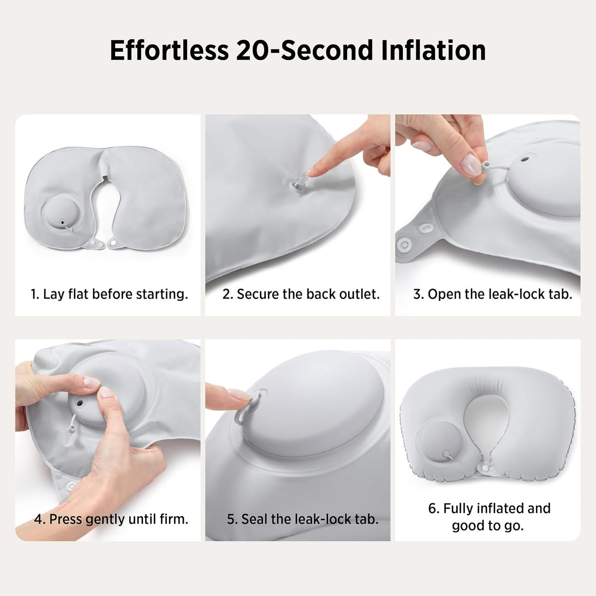 Bedsure Travel Blanket Set with Inflatable Neck Pillow and Eye Mask, Grey