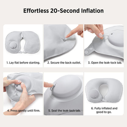 Bedsure Travel Blanket Set with Inflatable Neck Pillow and Eye Mask, Grey