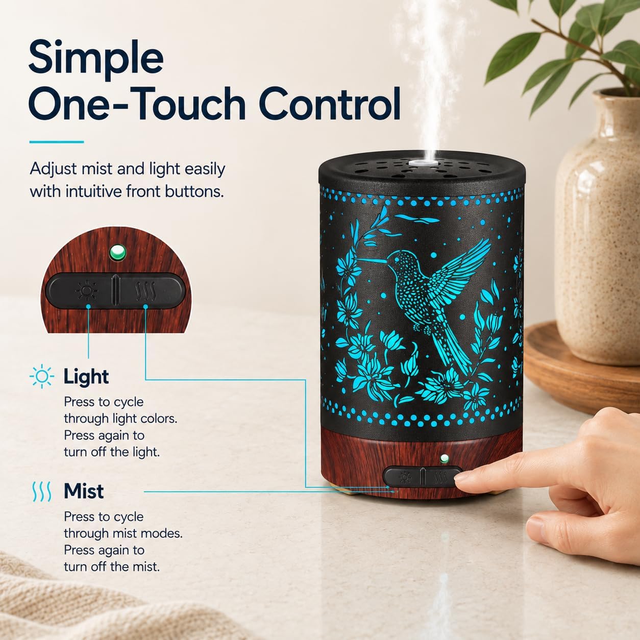 Essential Oil Diffuser, Ultrasonic Diffuser for Essential Oil, Cool Mist Humidifier Aromatherapy Diffuser with 7 Color Lighting Changing Modes, Waterless Auto Shut-Off for Home（Flower Fairy）