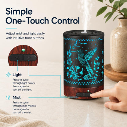 Essential Oil Diffuser, Ultrasonic Diffuser for Essential Oil, Cool Mist Humidifier Aromatherapy Diffuser with 7 Color Lighting Changing Modes, Waterless Auto Shut-Off for Home（Flower Fairy）